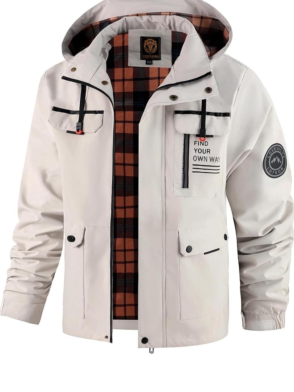 LEDUNTINO Cream White Hooded Raincoat - FIND YOUR OWN WAY